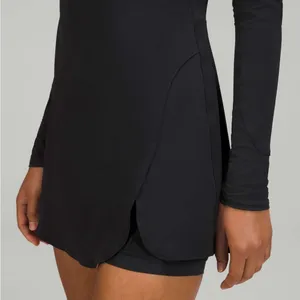၃၇NWT$148 retail Lululemon Nulux Long-Sleeve Tennis Dress Black thumbnail 6