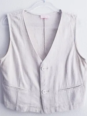 Pink Lily Cream Button Vest thumbnail 2