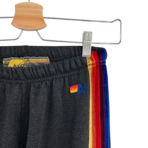 Aviator Nation Classic Sweatpants Velvet Stripes Jogger Gray Black Size Small‎ thumbnail 5