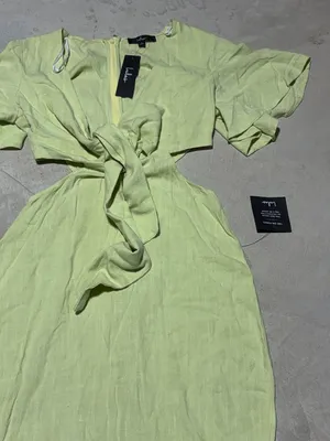 NWT Lulus summer journey Lime Green Tie-Front cutout Midi Dress small thumbnail 6