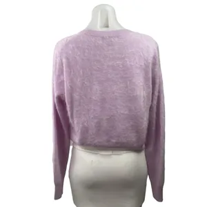 J.Crew Cashmere Women's Purple Lilac Long Sleeve Crop Knit Sweater Top Size M thumbnail 3