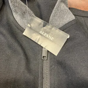 Alfani Black Zip‎ Bomber Jacket Sweatshirt Small Cotton Knit Grey Pockets New thumbnail 6