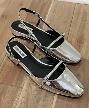 Steve Madden Strappy slingback mules flats metallic silver thumbnail 1