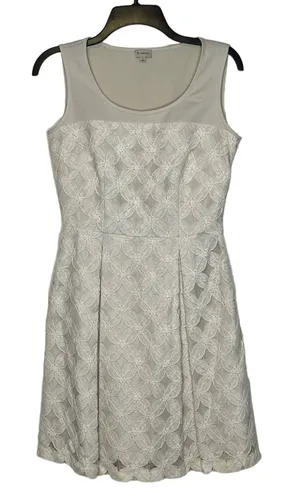 Daniel Cremieux Floral Lace Sleeveless Pleated Cocktail‎ Dress 2 Women Cream NWT thumbnail 1