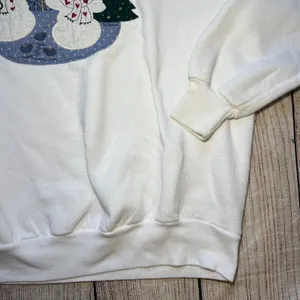 VTG 90s Folk Art Applique Sweatshirt‎ XL Embroidered Snowman Made USA Christmas thumbnail 3