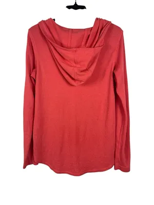 Duluth Trading Orange Waffle Knit Thermal Hoodie Long Sleeve Pullover Women’s M thumbnail 3