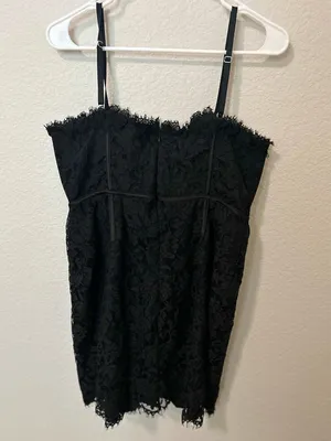 Forever 21 Eyelash Lace Bow Mini Dress Black Spaghetti Strap NWT Size XL thumbnail 9