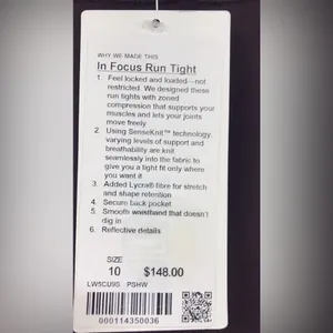 Lululemon In Focus Run Tight Size 10 Plum‎ Shadow PSHW Reflective Details thumbnail 11