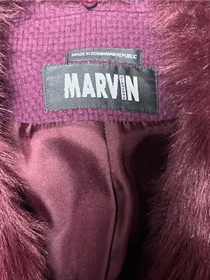 Vintage Marvin Richards 90s Plum Wool Cropped Blazer Jacket Faux Fur Collar thumbnail 2