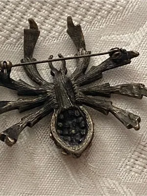 Brooch Pin Spider Rhinestone 2” Round With Legs Goth Punk Whimsigoth Halloween thumbnail 5