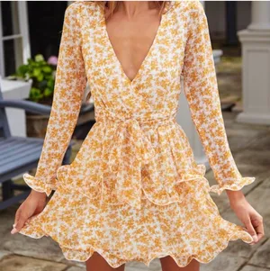 Hello Molly flirt floral‎ yellow and white mini dress, Size XS thumbnail 1