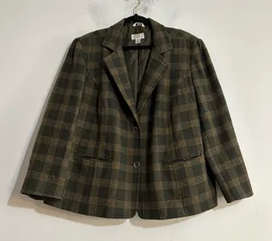 Vintage Talbots Wool Blend Plaid Blazer Jacket 22W Petite Preppy Academia Work thumbnail 1