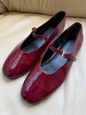 Nordstrom Burgundy Patent Leather Mary Jane Flats 6M Ballet Core Y2K Chic Retro! thumbnail 1