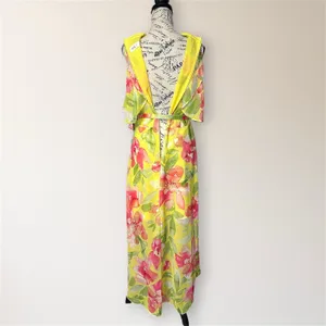Eliza J Yellow Floral Halter High Low Maxi Dress 8‎ Chiffon Wedding Guest Party thumbnail 6