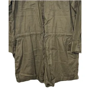Aerie‎ Women's Romper One-piece Long Sleeve Button Up Pockets Olive Green Large thumbnail 4