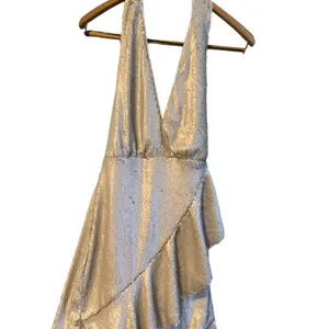 DO+BE Dresses |  Beige Cream‎ Sequin Halter Ruffle Mini Dress ... thumbnail 6