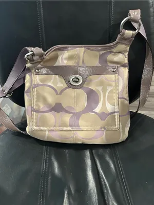 Coach Penelope Optic Signature sateen and leather crossbody bag lavender khaki thumbnail 2