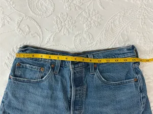 Levi's Women's Blue Distressed Cutoff Denim Shorts Size 28 thumbnail 3