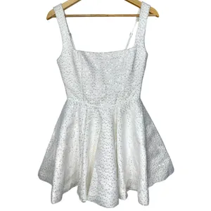 NWT Babyboo Dorothy Ivory Sequin Bow Square Neck Fit & Flare Mini Dress Size XS thumbnail 8