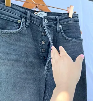 Agolde | Riley High Rise Straight Crop Jeans In Panoramic Black Size 25 thumbnail 7