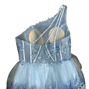 Tiered Asymmetrical Floral Sequin Formal Maxi Dress in Blue, Size 14​​​​ thumbnail 4