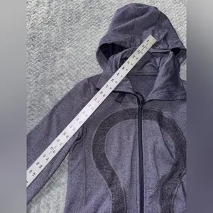 Lululemon Womens Stride Zip Up Hoodie High Collar Heathered‎ Purple Fitted Sz 6 thumbnail 7
