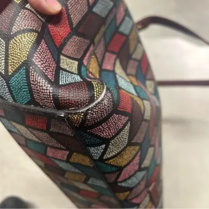 Fossil Women's Rachel Large Tote Bag Multicolor Chevron Zipper Top thumbnail 6
