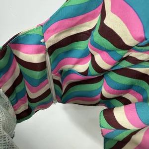 Zara Halter Crop Top Womens XS Multicolor Retro‎ Psychedelic Wavy Print Boho thumbnail 4