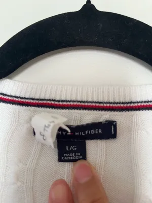 Tommy Hilfiger Cable Knit Sweater Large White Preppy Tennis Old Money Cotton thumbnail 2