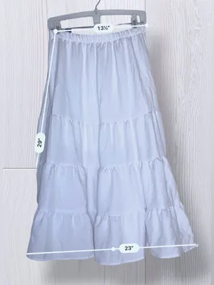 OLIVE & CO. White Tiered Boho Cottagecore Midi Skirt | High Elastic Waist thumbnail 7