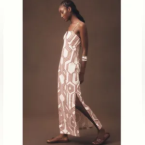 Anthropologie Strapless Linen Plunge-Neck Midi Dress thumbnail 2