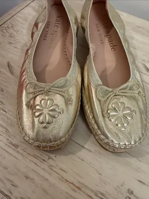 Kate Spade Clubhouse Leather Espadrille Flats in gold thumbnail 3