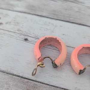 Vintage Clip On Earrings Retro Hoops Peach Like Tone - Paint Chipping & Tarnish thumbnail 7