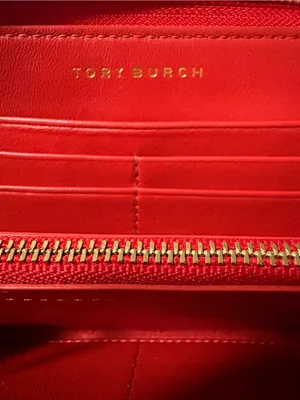 Tory Burch Alexa Poppy Orange Quilted Leather Zip Around Wallet thumbnail 6
