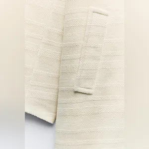 Zara TEXTURED ONE-BUTTON Oversized COAT Cream/Beige Size XS NEW thumbnail 6