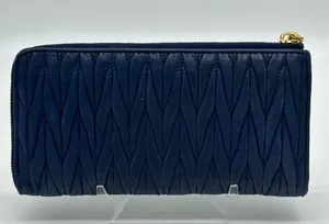 Miu Miu Navy Continental Leather Wallet thumbnail 2