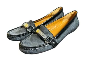 Coach Felisha Loafers Women 9.5B Black Signature Monogram Driving Moccasin Flat thumbnail 1