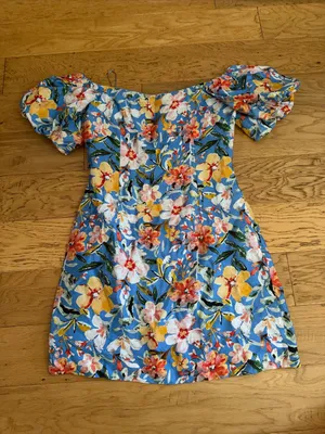 S - ASTR The label - Floral Square-Neck Mini Dress in Blue NWOT thumbnail 2