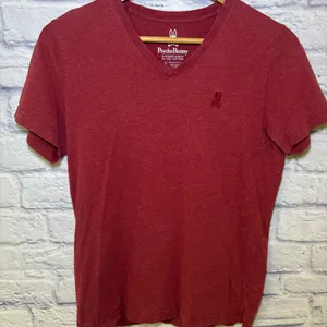 Psycho Bunny Men's X-Small Tee Shirt V-Neck Red Pima Cotton Classic Size 3 thumbnail 1