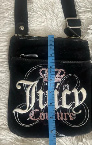 Juicy Couture Y2K Black Velour Crossbody Bag - 2011 Vintage Pink Sparkles thumbnail 13