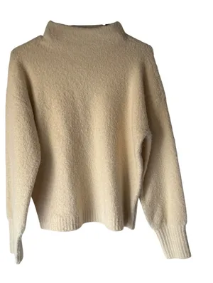 Marled Small Cream Mock Neck Cozy Sweater‎ Minimalist Closet Staple Clean Girl thumbnail 1