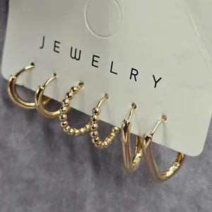 Gold Small Hoops Ring Dangle Earrings Fashion‎ Jewelry thumbnail 2