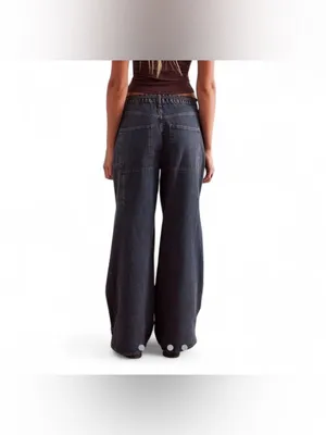 NWOT Free People We The Free CRVY Outlaw Mid-Rise Wide Leg Jeans thumbnail 3