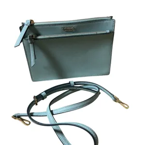 Kate Spade New York‎ Light Blue Saffiano Leather Triple Zip Crossbody Bag thumbnail 1