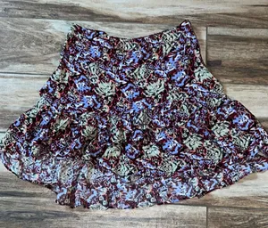 Free people purple floral ruffled mini skirt thumbnail 1