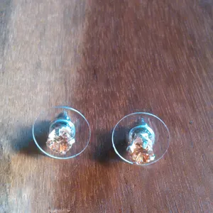 Champagne Color Simulated Diamond Sterling Silver Stud Earrings thumbnail 4