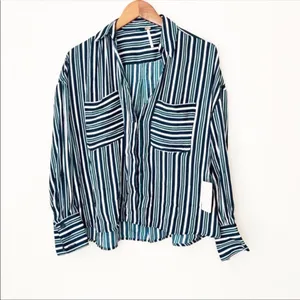 NWT FREE PEOPLE Mad About You Button down Shirt XS Striped thumbnail 7