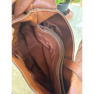 Brown Pebbled FAUX Leather Hobo Shoulder Bag With Dual Inside Pockets & Zipper thumbnail 7