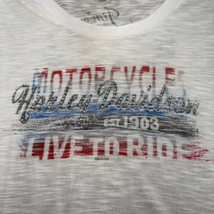 Harley-Davidson White Slub Graphic Tee Rhinestone Live to Ride Florida‎ Womens L thumbnail 2