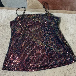 VICI Iridescent Sequin Cami Top Womens Small Multi Color Party Disco SMT2011 thumbnail 6
